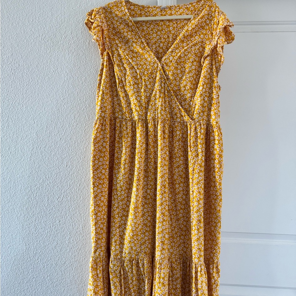 Old Navy Yellow Floral Midi Dress